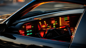 Dashboard detailed of KITT from Knight Rider at sunset